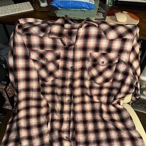 Wrangler Pink and Black Plaid Shirt